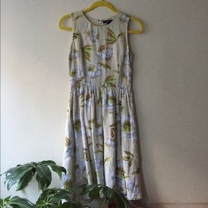 FCUK French Connection Linen Floral A-Line Dress